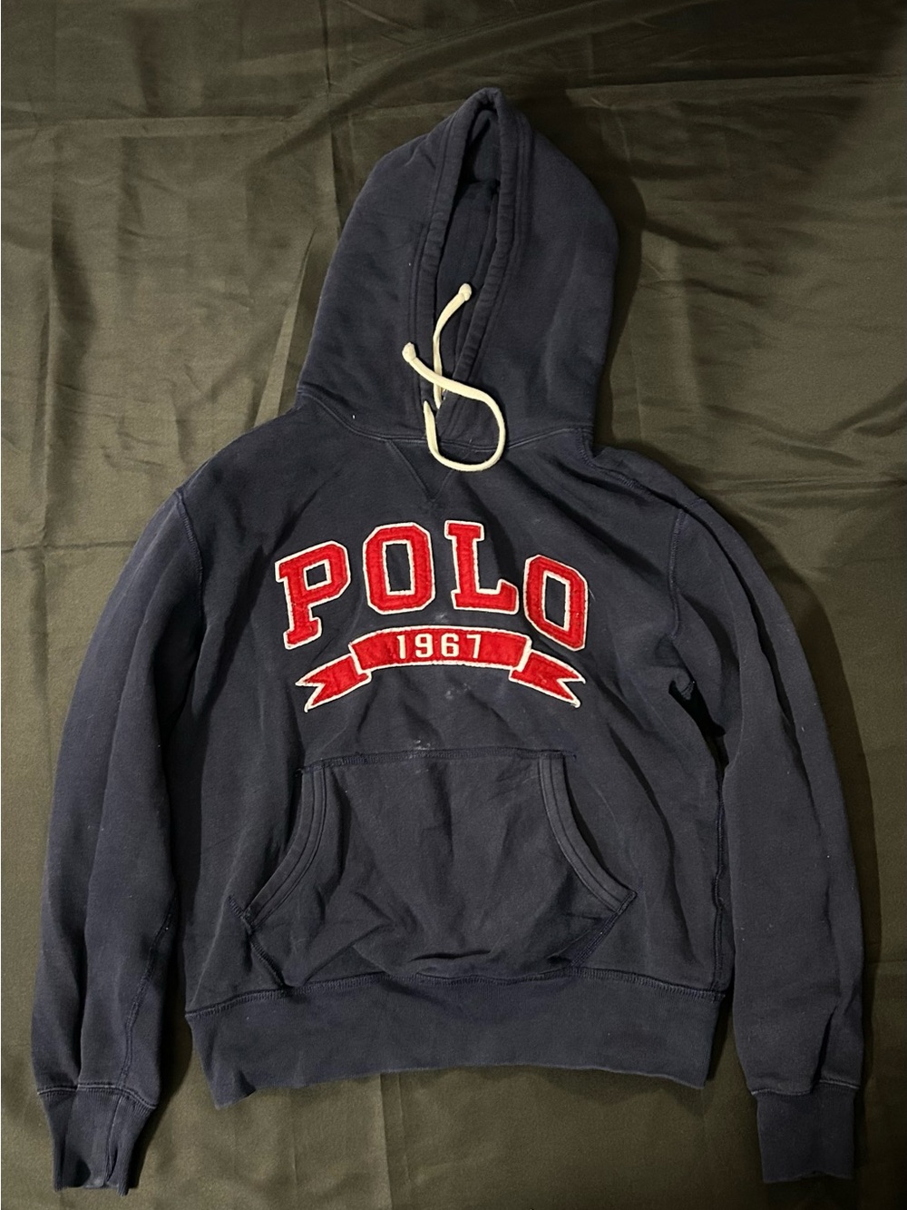 Ralph Lauren Navy Hoodie with Red POLO 1967 Appliqué